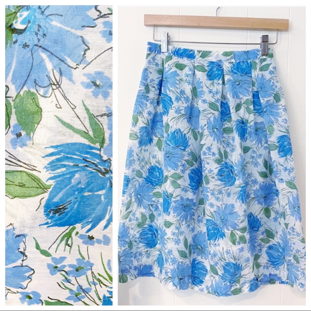 ❌SOLD❌Vintage 50’s Sheer Floral Handmade Midi Skirt